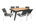 SET COMEDOR EMOTI PARA JARDÍN DE 6 SILLAS NOFI CHAMPAGNE CON REPOSABRAZOS