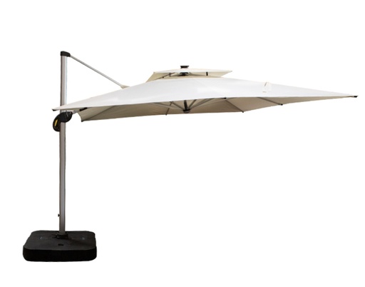 [MCH.SOM.0002] SOMBRILLA PARA JARDÍN DOBLE TECHO CON BASE E ILUMINACIÓN COLOR BEIGE
