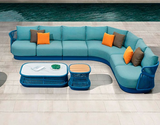 [MCH.SIL.0543] SALA AIO PARA JARDÍN COLOR AZUL CON MESA CENTRAL Y MESA AUXILIAR (6PZ)