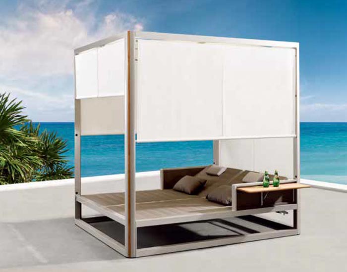 DAYBED DE EXTERIOR GENEVA CON MESA LATERAL PLEGABLE CUBIERTA SUNBRELLA