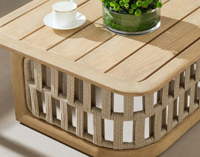 MESA DE CENTRO RIVA P/JARDIN COLOR BEIGE Y MADERA TECA