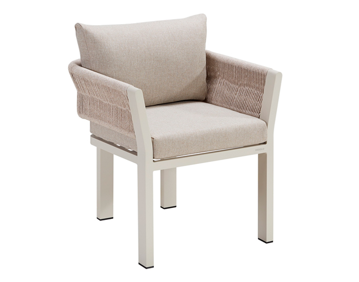 SET MESA BORROMEO BEIGE MADERA TECA C/6 SILLAS