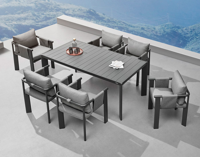 SET LIGO COLOR NEGRO CON MESA Y SILLAS (6 PIEZAS)
