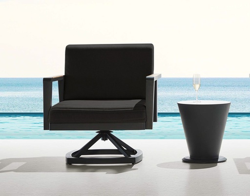 [MCH.SIL.0454] SILLÓN EMOTI DE JARDÍN CON BASE GIRATORIA COLOR NEGRO (1 PZA)