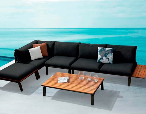 [MCH.SIL.0478] SET SALA PUNTO COLOR NEGRO PARA JARDÍN CON MESA CENTRO (5 PZS)