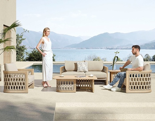 [MCH.SIL.0548] SET SALA RIVA PARA JARDÍN CON MESA DE CENTRO (4 PZS)