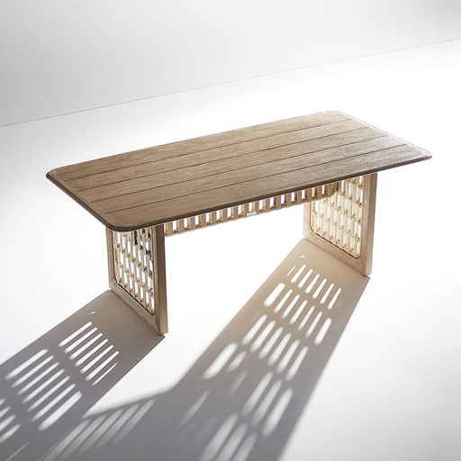 [MCH.MES.0520] MESA COMEDOR RIVA P/6 PERSONAS COLOR BEIGE 200x100x75 MADERA TECA