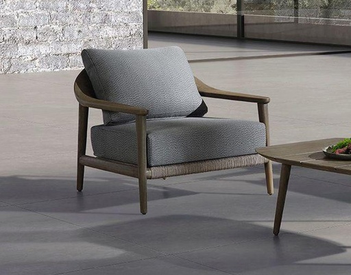 [MCH.SIL.0606] SILLÓN LEO P/JARDÍN COLOR NEGRO Y MADERA TECA