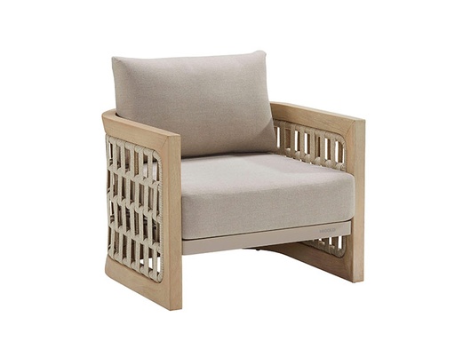 [MCH.SIL.0605] SOFA INDIVIDUAL RIVA P/JARDIN COLOR BEIGE Y MADERA TECA