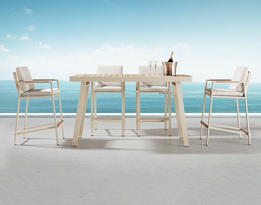 [MCH.MES.0502] MESA DE BAR NOFI COLOR BEIGE P/JARDIN (116X55.5X58.5CM)
