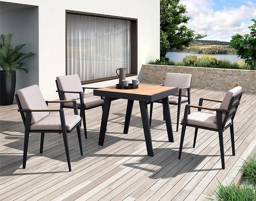 [MCH.MES.0534] SET COMEDOR EMOTI PARA JARDÍN DE 4 SILLAS CON REPOSABRAZOS